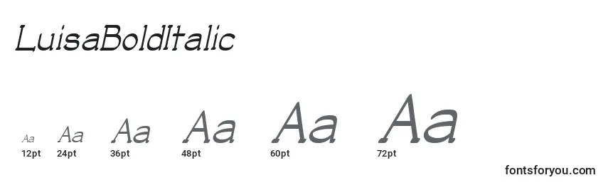 Размеры шрифта LuisaBoldItalic