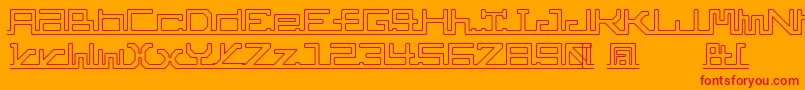 Abc ffy-Schriftart – Rote Schriften auf orangefarbenem Hintergrund