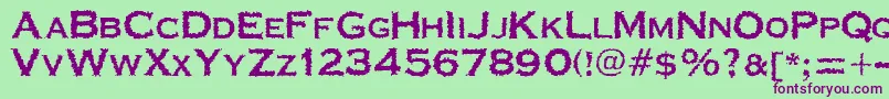 CorrodatedJ Font – Purple Fonts on Green Background