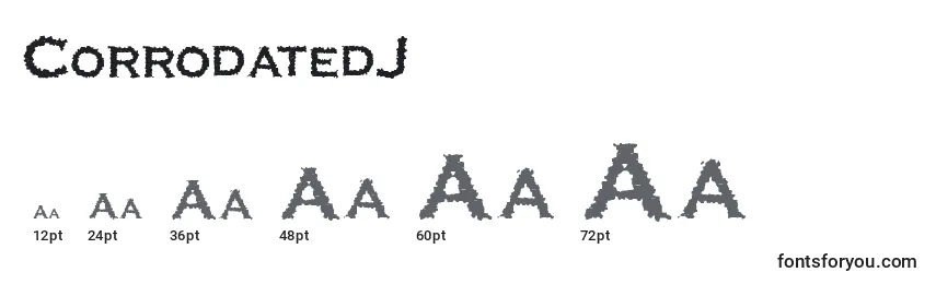 Размеры шрифта CorrodatedJ