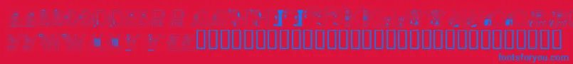 フォントLmsLearnToSpell – 赤い背景に青い文字