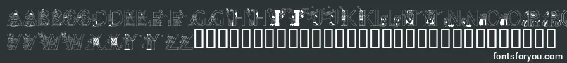 フォントLmsLearnToSpell – 黒い背景に白い文字