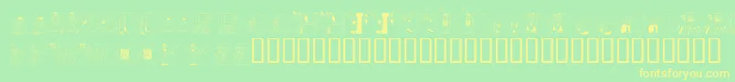 LmsLearnToSpell-Schriftart – Gelbe Schriften auf grünem Hintergrund