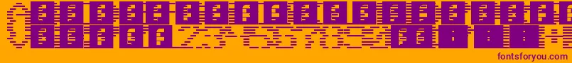 Scanlines-fontti – violetit fontit oranssilla taustalla