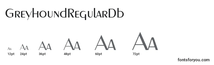 GreyhoundRegularDb Font Sizes