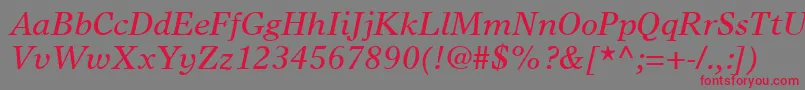 フォントGrecoEuropaSsiItalic – 赤い文字の灰色の背景