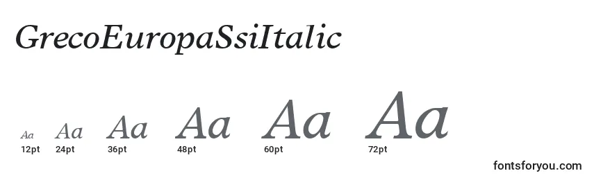 Размеры шрифта GrecoEuropaSsiItalic
