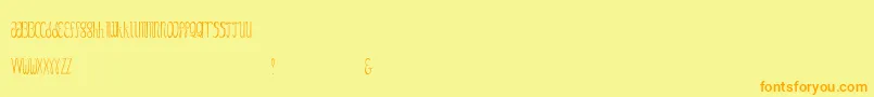 フォントGezzyCondensedthin – オレンジの文字が黄色の背景にあります。