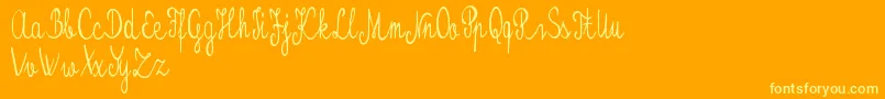 Kristalypersonaluse-Schriftart – Gelbe Schriften auf orangefarbenem Hintergrund