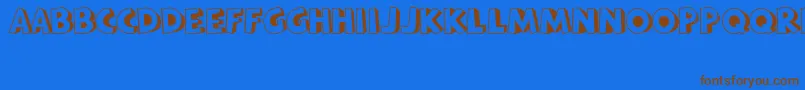 フォントBataviaKota – 茶色の文字が青い背景にあります。