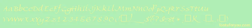 フォントFriherrsRegular – 黄色の文字が緑の背景にあります