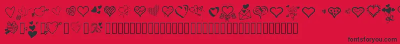 Pwlittlehearts Font – Black Fonts on Red Background