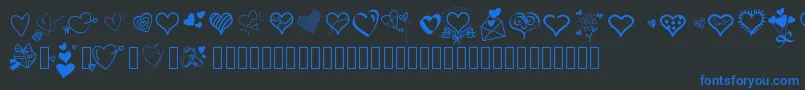 Pwlittlehearts Font – Blue Fonts on Black Background