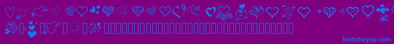 Pwlittlehearts-Schriftart – Blaue Schriften auf violettem Hintergrund