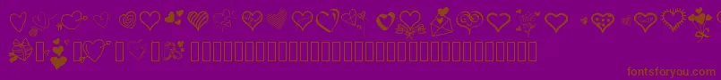 Pwlittlehearts-Schriftart – Braune Schriften auf violettem Hintergrund