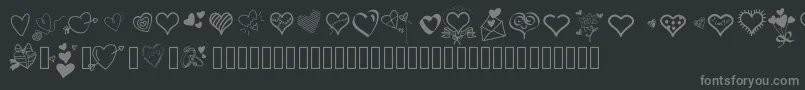 Pwlittlehearts Font – Gray Fonts on Black Background