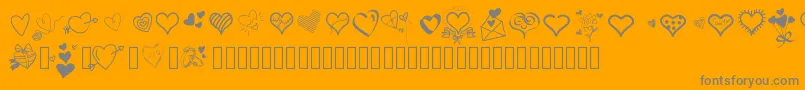 Pwlittlehearts-Schriftart – Graue Schriften auf orangefarbenem Hintergrund