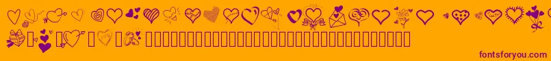 Pwlittlehearts Font – Purple Fonts on Orange Background