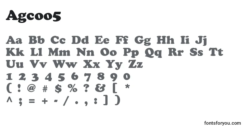 Czcionka Agcoo5 – alfabet, cyfry, specjalne znaki
