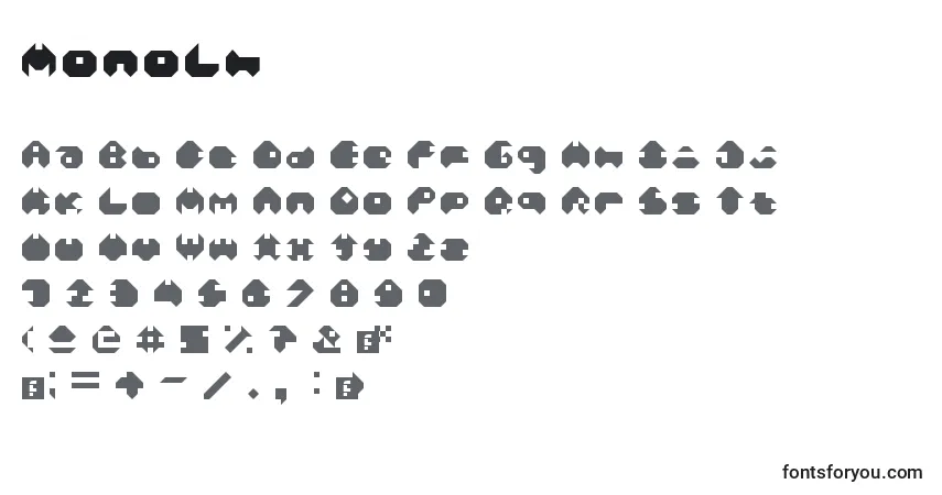 Schriftart MonoLh – Alphabet, Zahlen, spezielle Symbole