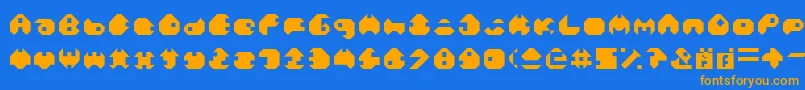 Weitere Informationen zur MonoLh-Schriftart MonoLh-Schriftart – Orangefarbene Schriften auf blauem Hintergrund
