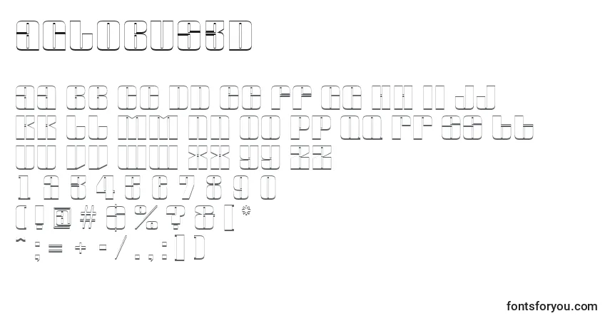 Schriftart AGlobus3D – Alphabet, Zahlen, spezielle Symbole