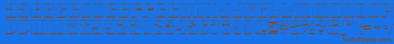 フォントAGlobus3D – 茶色の文字が青い背景にあります。