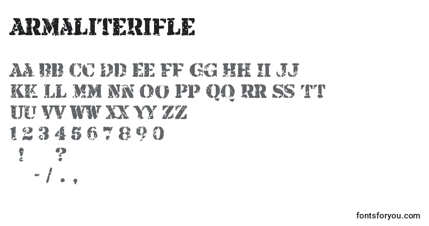 Schriftart ArmaliteRifle – Alphabet, Zahlen, spezielle Symbole