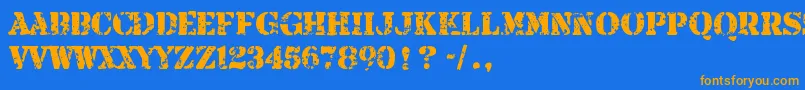 フォントArmaliteRifle – オレンジ色の文字が青い背景にあります。