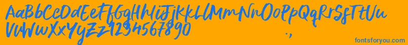 DeliriumSample-Schriftart – Blaue Schriften auf orangefarbenem Hintergrund