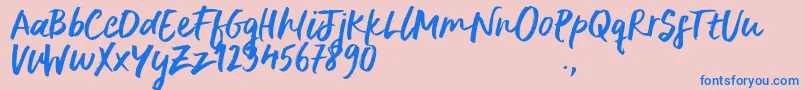 DeliriumSample-Schriftart – Blaue Schriften auf rosa Hintergrund