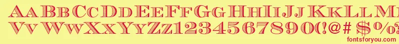 MauriceRegularDb Font – Red Fonts on Yellow Background