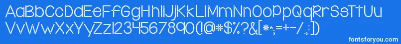 Kgsomethingtobelievein-Schriftart – Weiße Schriften auf blauem Hintergrund