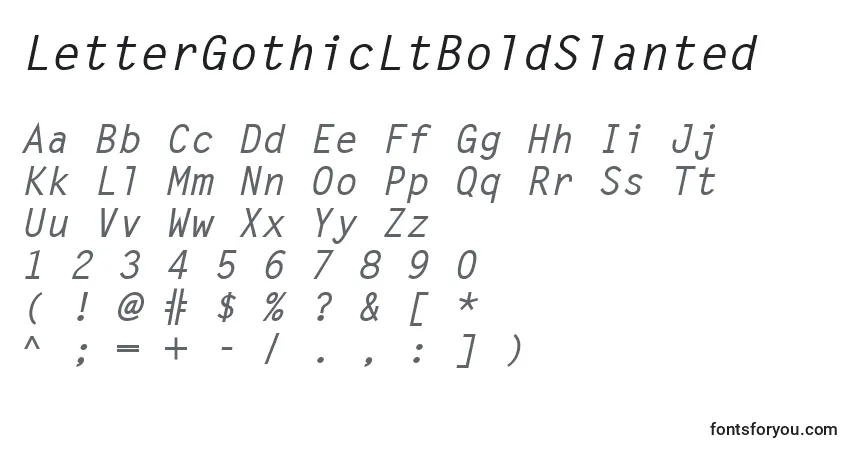 LetterGothicLtBoldSlanted-fontti – aakkoset, numerot, erikoismerkit