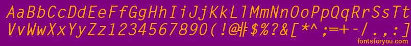 LetterGothicLtBoldSlanted Font – Orange Fonts on Purple Background