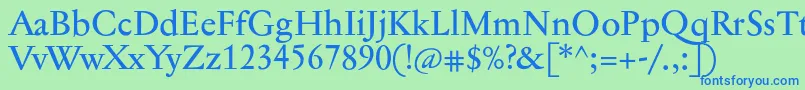 Jannontextmed-Schriftart – Blaue Schriften auf grünem Hintergrund