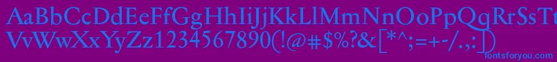 Fonte Jannontextmed – fontes azuis em um fundo violeta