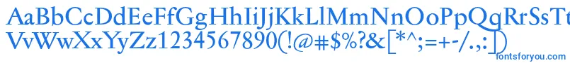 Fonte Jannontextmed – fontes azuis em um fundo branco