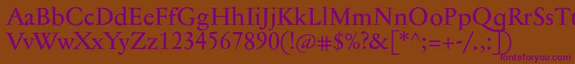フォントJannontextmed – 紫色のフォント、茶色の背景