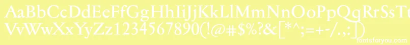 Jannontextmed-Schriftart – Weiße Schriften auf gelbem Hintergrund