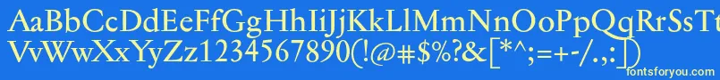 Jannontextmed-fontti – keltaiset fontit sinisellä taustalla