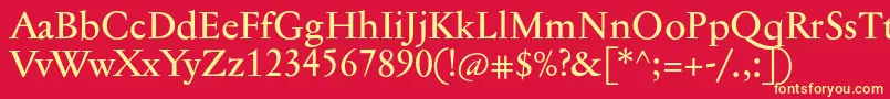 Jannontextmed-fontti – keltaiset fontit punaisella taustalla