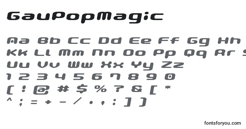 Czcionka GauPopMagic – alfabet, cyfry, specjalne znaki