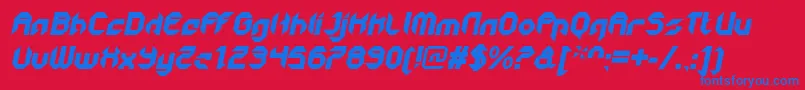 GetaroboCloseditalic-Schriftart – Blaue Schriften auf rotem Hintergrund