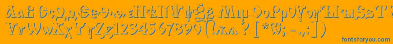 フォントIzsC – オレンジの背景に青い文字