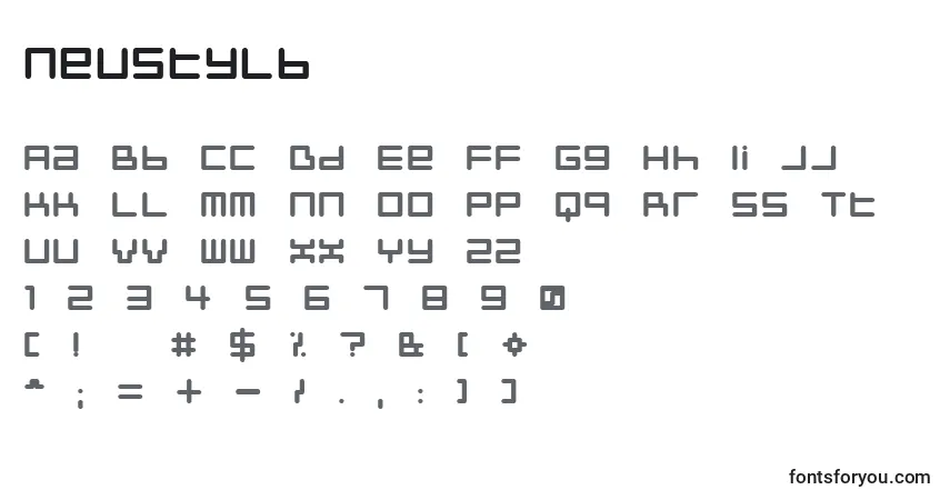 Fuente Neustylb - alfabeto, números, caracteres especiales