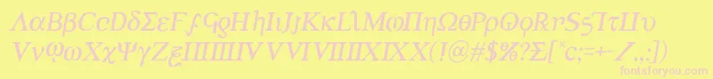 Achilles3semital-fontti – vaaleanpunaiset fontit keltaisella taustalla
