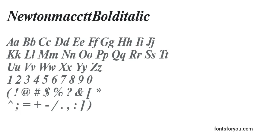 Schriftart NewtonmaccttBolditalic – Alphabet, Zahlen, spezielle Symbole