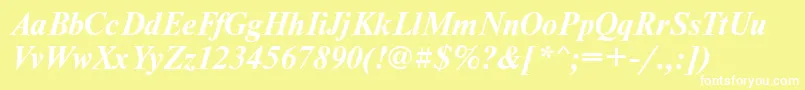 NewtonmaccttBolditalic-Schriftart – Weiße Schriften auf gelbem Hintergrund