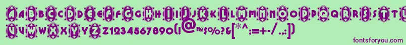 Cameo-Schriftart – Violette Schriften auf grünem Hintergrund